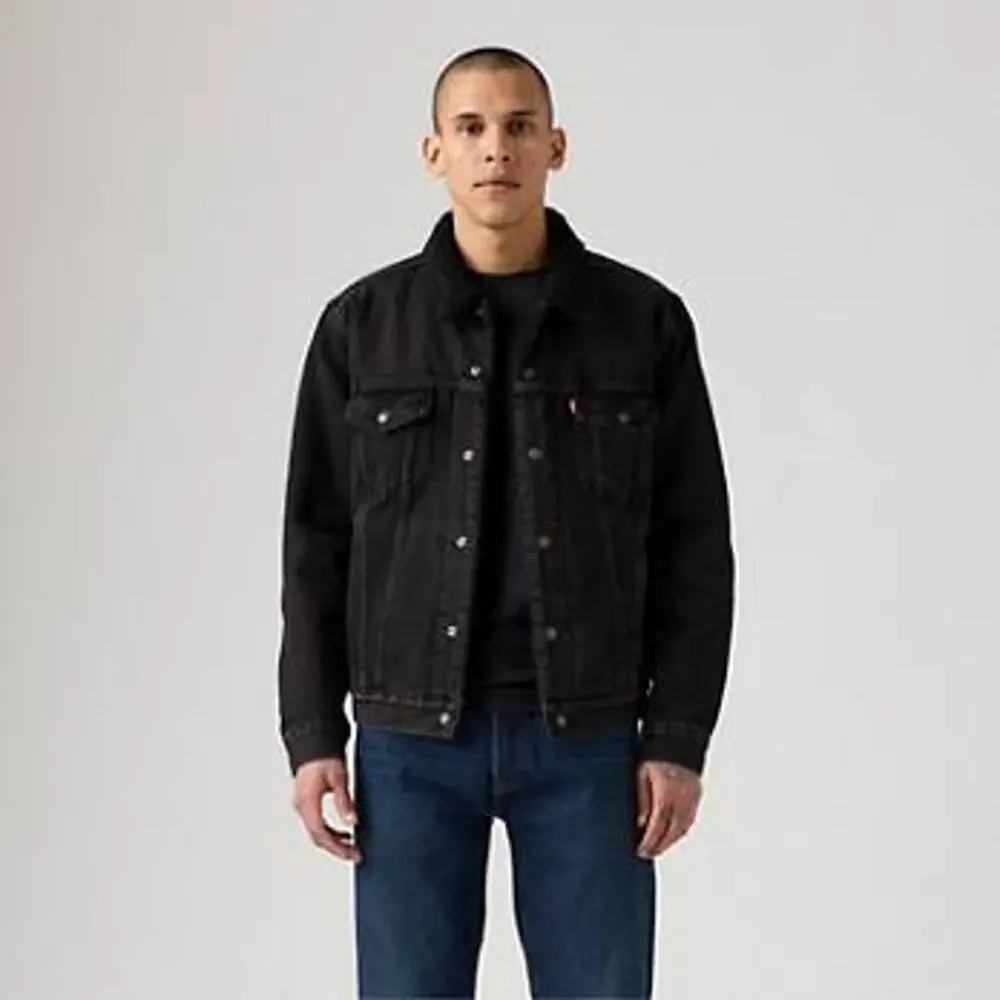 Levi's Authentic Sherpa Trucker Black Denim Jacket Size L